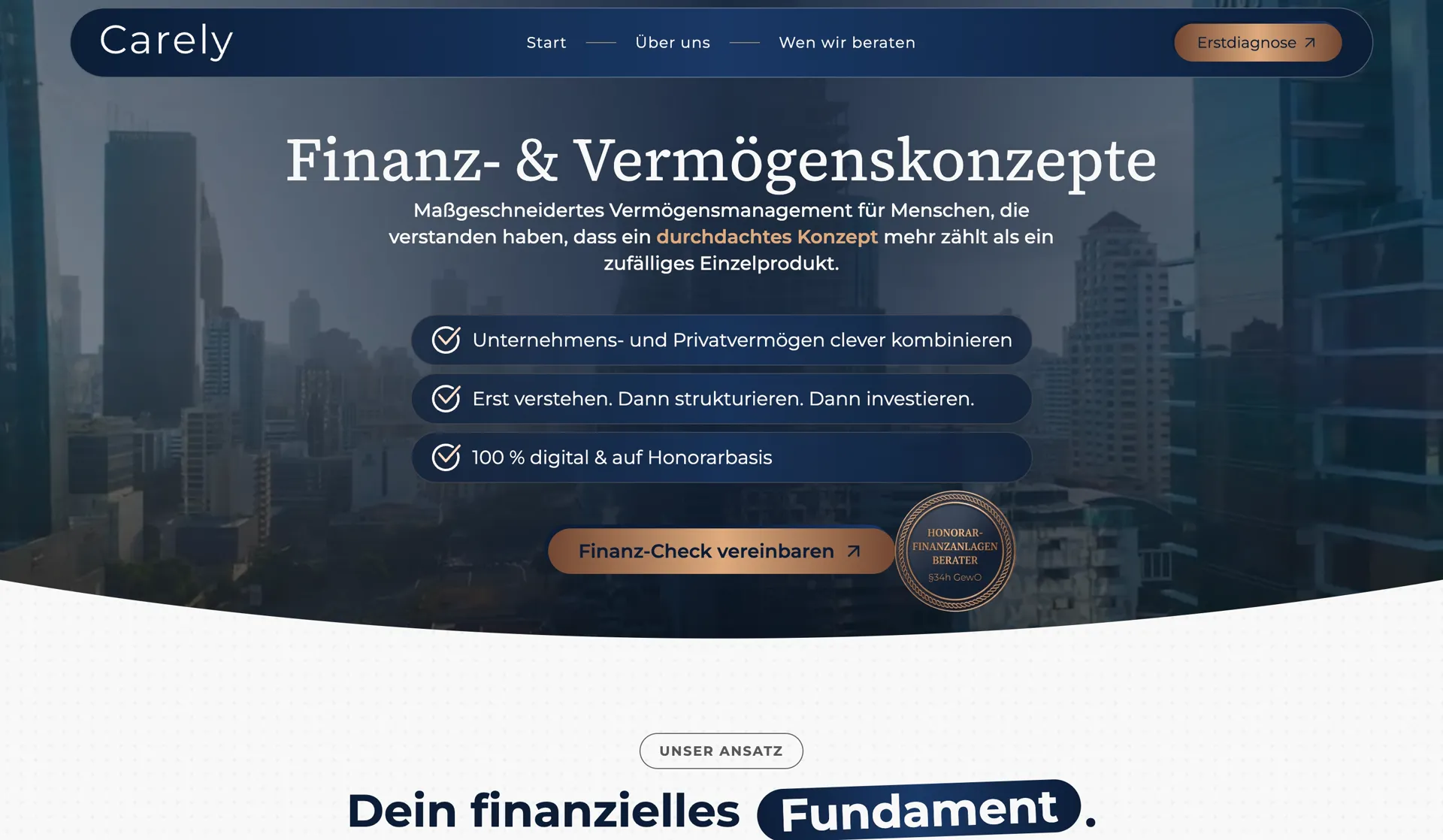 Screenshot: Versicherungs und Finanzberatung